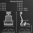 Vertex High-Back Ergonomic Office Mesh Chair 3-Years Warranty – 2D Adjustable Headrest, Armrest & Lumbar Support, Heavy-Duty Metal Chrome Wheelbase-(DIY-Do It Yourself) White-Grey