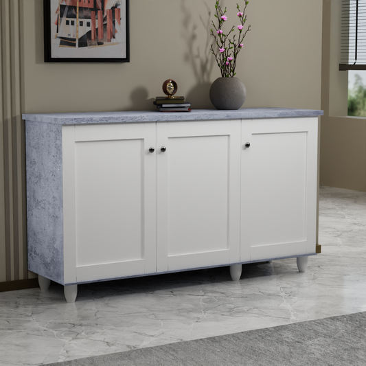 beAAtho Luno | Multipurpose Storage Rack – Plain Moulded Doors | Anti-Termite Engineered Wood | DIY Assembly | Asian White