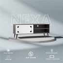 beAAtho NEXA – Elegant Engineered Wood TV Unit with Closed & Open Storage | Walnut White