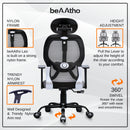 Leo Ergonomically Adjustable Executive High Back Mesh Home & Office Revolving Chair with 3 Years Warranty
