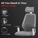 Vertex High-Back Ergonomic Office Mesh Chair 3-Years Warranty – 2D Adjustable Headrest, Armrest & Lumbar Support, Heavy-Duty Metal Chrome Wheelbase-(DIY-Do It Yourself) White-Grey