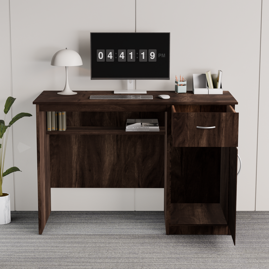 beAAtho Fusion Work & Study Desk for Home & Office with Under-Desk Storage Shelf, Drawer & Cabinet, 17mm Engineered Wood, Computer/Writing Desk for Adults & Students with 3 Year Warranty (Beige)
