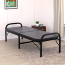 Metal Folding Single Bed with Fitted Double Layer Mattress for Sleeping | Guest Bed | Easily Storable Bed | Space Saving Single Bed | Sturdy Bed Frame (Double Layer Foam, 2.5ft x 6ft)