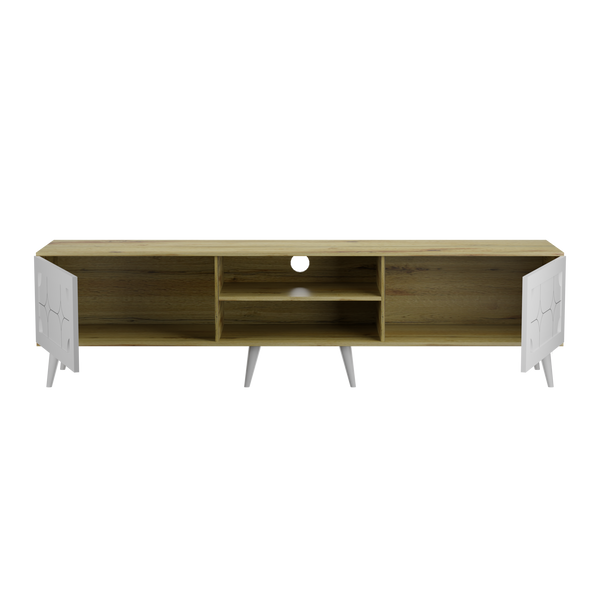 beAAtho NEXA – Elegant Engineered Wood TV Unit with Closed & Open Storage | Wotan Oak- Beige