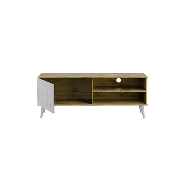 beAAtho Vivid Modern TV Unit – Wooden Entertainment Stand with Storage & Cable Management | Wotan Oak- Beige