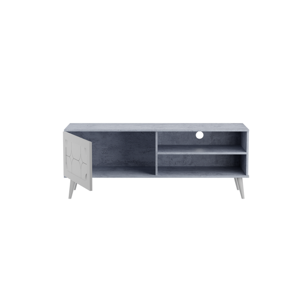 beAAtho Vivid Modern TV Unit – Wooden Entertainment Stand with Storage & Cable Management | Asian White