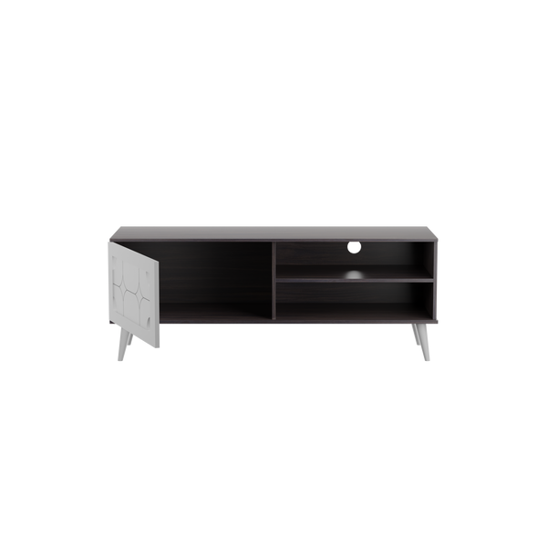 beAAtho Vivid Modern TV Unit – Wooden Entertainment Stand with Storage & Cable Management | Walnut White