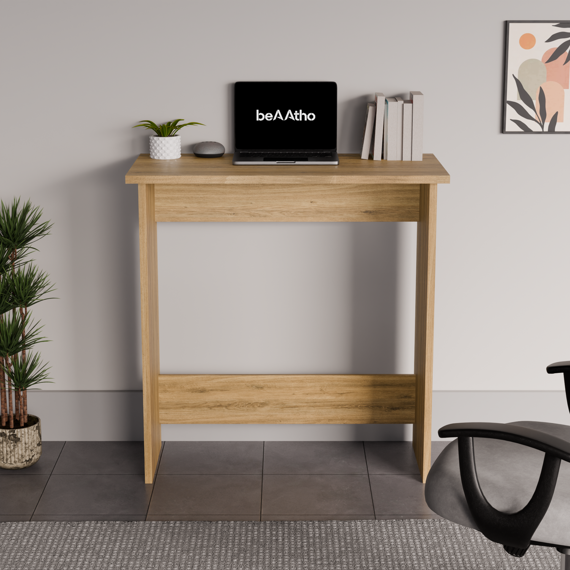 beAAtho Apex Desk for Home Office & Study | Multipurpose Engineered Wood Table with Spacious Top,Premium Finish, Sturdy Legs & Easy DIY Assembly (Brown)