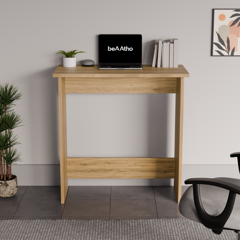 beAAtho Apex Desk for Home Office & Study | Multipurpose Engineered Wood Table with Spacious Top,Premium Finish, Sturdy Legs & Easy DIY Assembly (Brown)