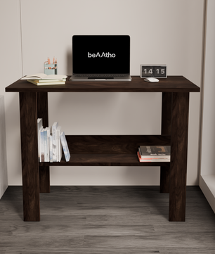 beAAtho Spectrum Desk - Multipurpose Workstation for Home, Office, or Study, Engineered Wood with Large Spacious Top, Open Shelf Storage, Durable & Tested for Strength, Easy to Assemble.(Beige)(DIY)