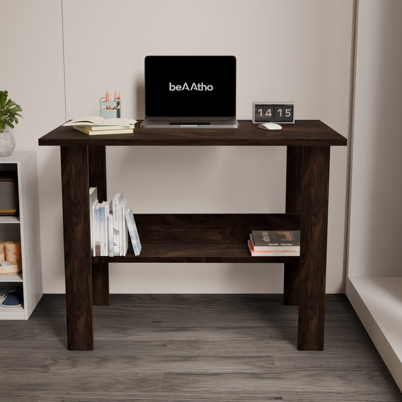 beAAtho Spectrum Desk - Multipurpose Workstation for Home, Office, or Study, Engineered Wood with Large Spacious Top, Open Shelf Storage, Durable & Tested for Strength, Easy to Assemble.(Beige)(DIY)