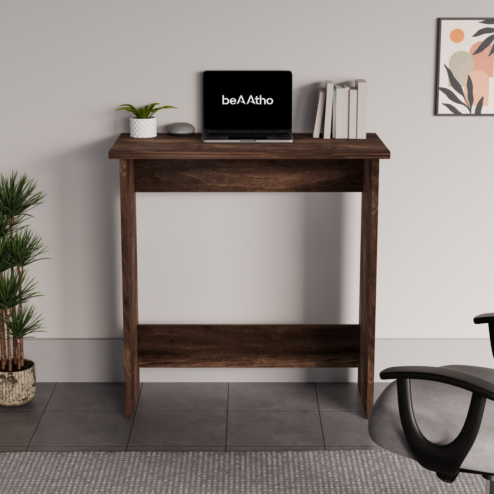 beAAtho Apex Desk for Home Office & Study | Multipurpose Engineered Wood Table with Spacious Top,Premium Finish, Sturdy Legs & Easy DIY Assembly (Brown)