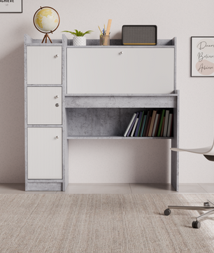 beAAtho Altex Office/Study Desk for Adults, Students, Professionals with 3 cabinets, 3 Shelves, Engineered Wood, Anti-Termite Desk for Office & Work from Home-Wfh (DIY)