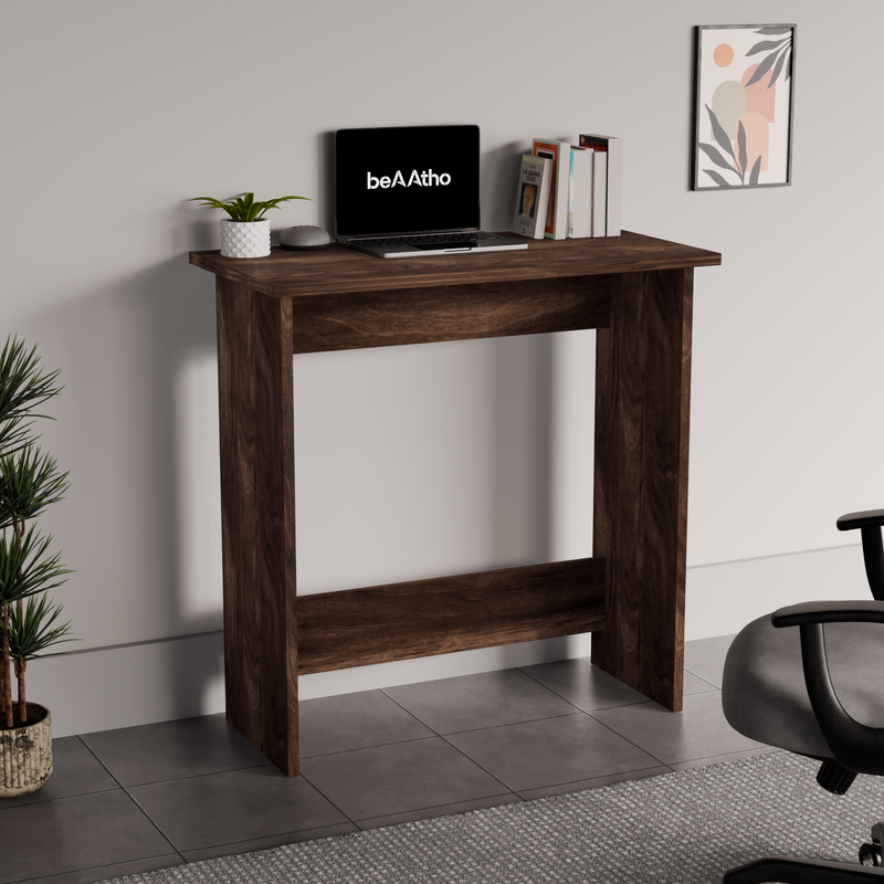 beAAtho Apex Desk for Home Office & Study | Multipurpose Engineered Wood Table with Spacious Top,Premium Finish, Sturdy Legs & Easy DIY Assembly (Brown)