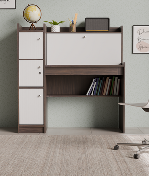beAAtho Altex Office/Study Desk for Adults, Students, Professionals with 3 cabinets, 3 Shelves, Engineered Wood, Anti-Termite Desk for Office & Work from Home-Wfh (DIY)