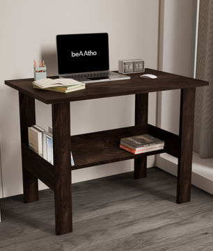 beAAtho Spectrum Desk - Multipurpose Workstation for Home, Office, or Study, Engineered Wood with Large Spacious Top, Open Shelf Storage, Durable & Tested for Strength, Easy to Assemble.(Beige)(DIY)