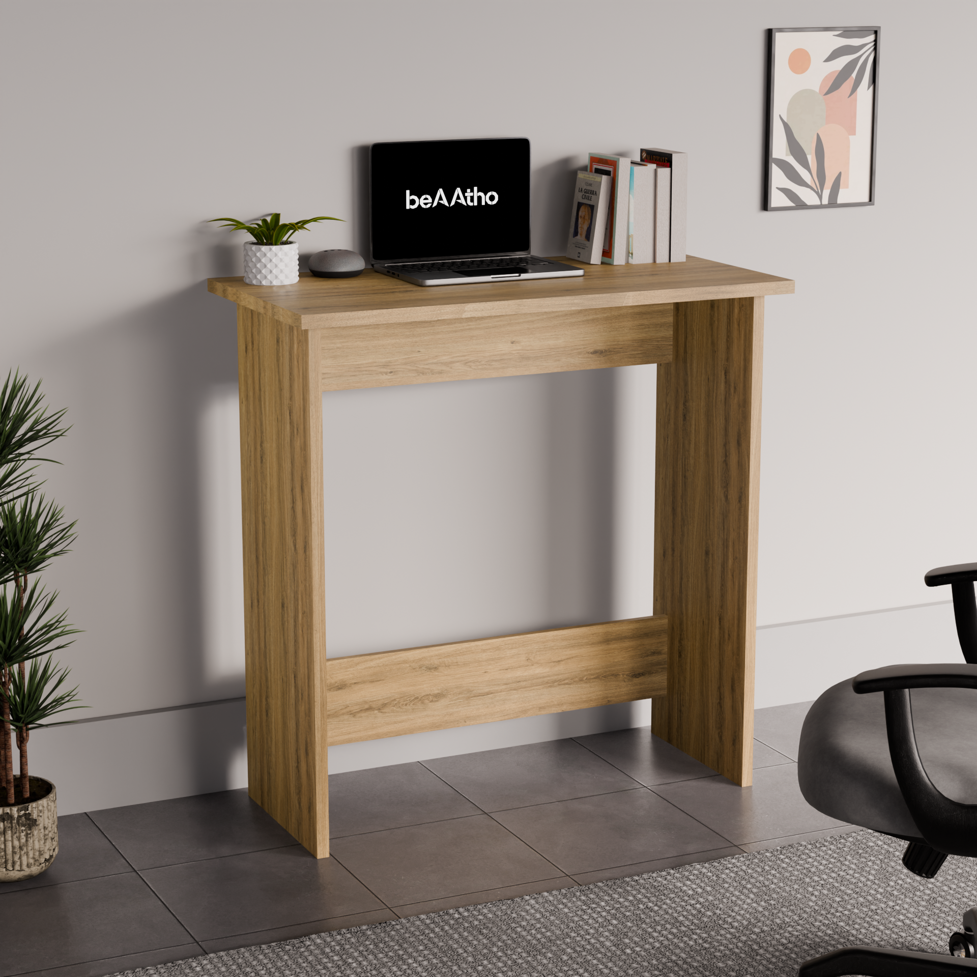 beAAtho Apex Desk for Home Office & Study | Multipurpose Engineered Wood Table with Spacious Top,Premium Finish, Sturdy Legs & Easy DIY Assembly (Brown)