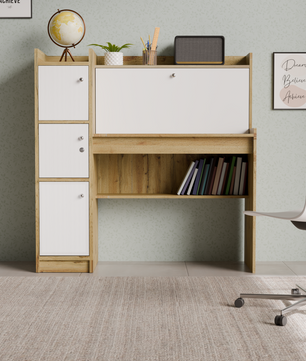 beAAtho Altex Office/Study Desk for Adults, Students, Professionals with 3 cabinets, 3 Shelves, Engineered Wood, Anti-Termite Desk for Office & Work from Home-Wfh (DIY)