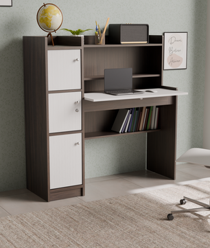 beAAtho Altex Office/Study Desk for Adults, Students, Professionals with 3 cabinets, 3 Shelves, Engineered Wood, Anti-Termite Desk for Office & Work from Home-Wfh (DIY)
