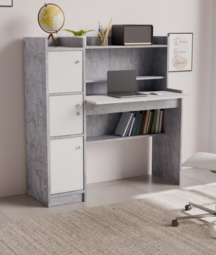 beAAtho Altex Office/Study Desk for Adults, Students, Professionals with 3 cabinets, 3 Shelves, Engineered Wood, Anti-Termite Desk for Office & Work from Home-Wfh (DIY)