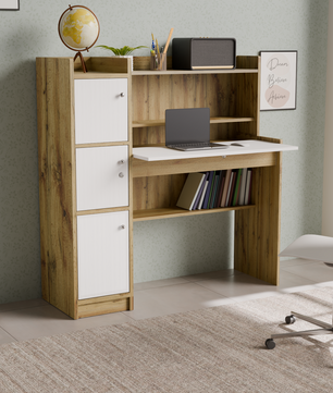 beAAtho Altex Office/Study Desk for Adults, Students, Professionals with 3 cabinets, 3 Shelves, Engineered Wood, Anti-Termite Desk for Office & Work from Home-Wfh (DIY)