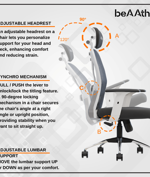 Leo Ergonomically Adjustable Executive High Back Mesh Home & Office Revolving Chair with 3 Years Warranty