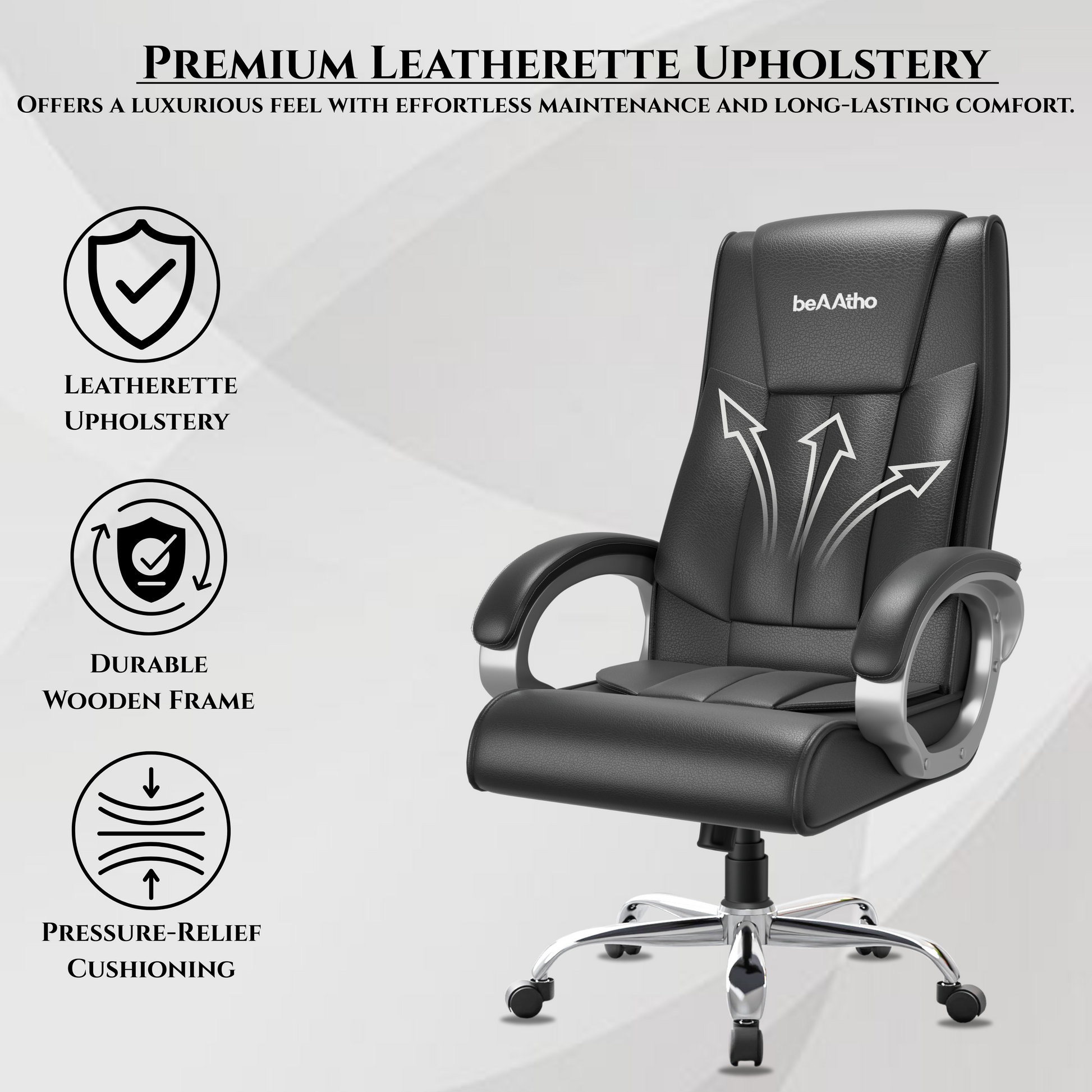 Berlin Orthopedic Boss Chair -3-Year Warranty | Breathable Executive Office Chair | Ergonomic High- Back Chair-Cushioned Seat & Armrests | Metal Base.