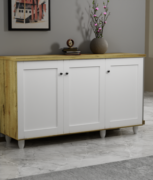 beAAtho Luno | Multipurpose Storage Rack – Plain Moulded Doors | Anti-Termite Engineered Wood | DIY Assembly | Wonton Oak - Beige