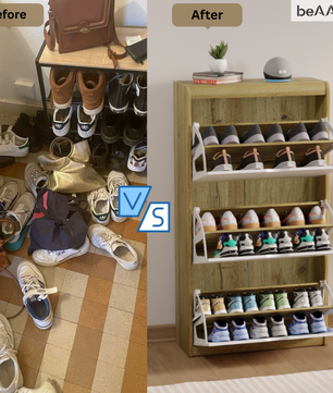 beAAtho® Zento Shoe Cabinet with Tilt-Out Drawers | 3 DOOR | Modern Wooden Shoe Organizer for Home & Office | Durable & Elegant | DIY |