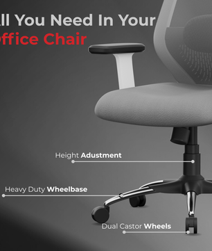 Vertex High-Back Ergonomic Office Mesh Chair 3-Years Warranty – 2D Adjustable Headrest, Armrest & Lumbar Support, Heavy-Duty Metal Chrome Wheelbase-(DIY-Do It Yourself) White-Grey