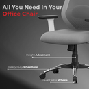 Vertex High-Back Ergonomic Office Mesh Chair 3-Years Warranty – 2D Adjustable Headrest, Armrest & Lumbar Support, Heavy-Duty Metal Chrome Wheelbase-(DIY-Do It Yourself) White-Grey