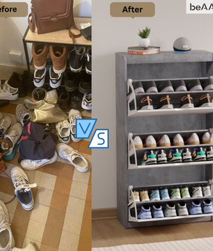 beAAtho® Zento Shoe Cabinet with Tilt-Out Drawers | 3 DOOR | Modern Wooden Shoe Organizer for Home & Office | Durable & Elegant | DIY |