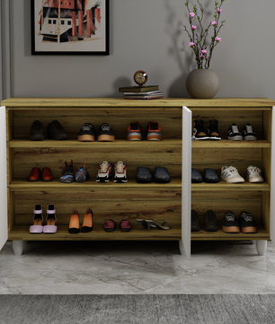 beAAtho Luno | Multipurpose Storage Rack – Plain Moulded Doors | Anti-Termite Engineered Wood | DIY Assembly | Wonton Oak - Beige