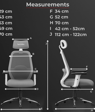 Vertex High-Back Ergonomic Office Mesh Chair 3-Years Warranty – 2D Adjustable Headrest, Armrest & Lumbar Support, Heavy-Duty Metal Chrome Wheelbase-(DIY-Do It Yourself) White-Grey