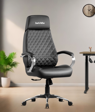 Zen Leatherette Executive Office Chair | High Back Revolving Chair with Integrated Lumbar Support | Ergonomic & Comfortable Seating | 3-Year Warranty | Adjustable Height |