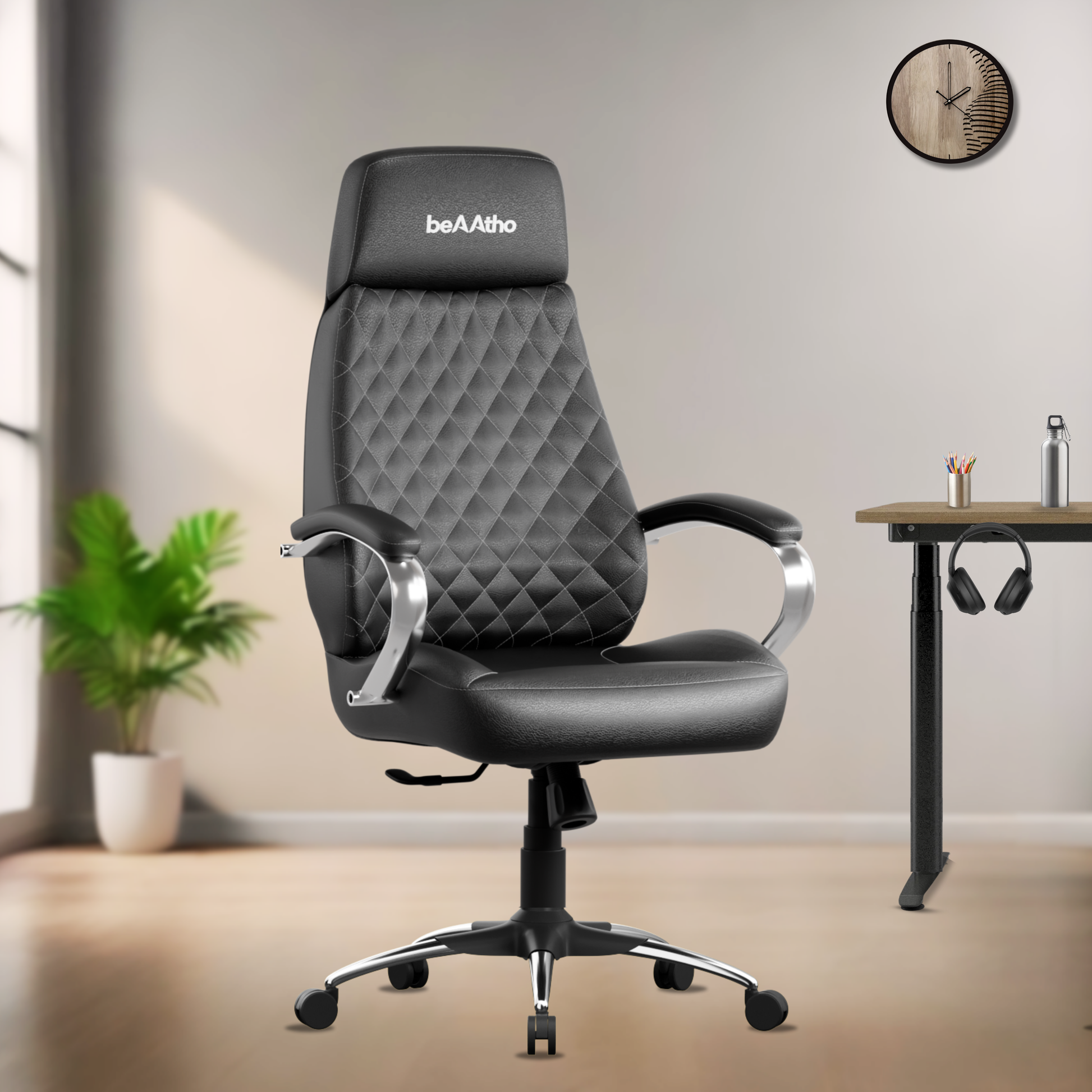 Zen Leatherette Executive Office Chair | High Back Revolving Chair with Integrated Lumbar Support | Ergonomic & Comfortable Seating | 3-Year Warranty | Adjustable Height |
