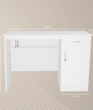 beAAtho Fusion Work & Study Desk for Home & Office with Under-Desk Storage Shelf, Drawer & Cabinet, 17mm Engineered Wood, Computer/Writing Desk for Adults & Students with 3 Year Warranty (Beige)