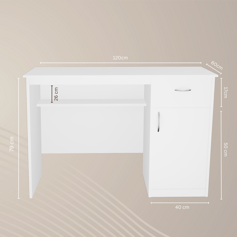 beAAtho Fusion Work & Study Desk for Home & Office with Under-Desk Storage Shelf, Drawer & Cabinet, 17mm Engineered Wood, Computer/Writing Desk for Adults & Students with 3 Year Warranty (Beige)