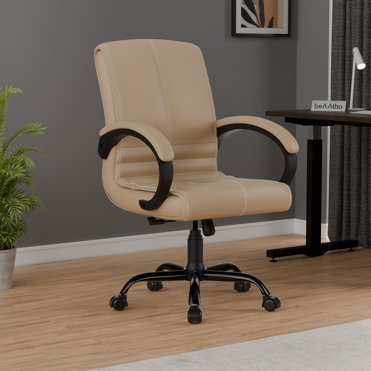 beAAtho® Aura Ergonomic Chair with Cushioned Seat & Backrest | Office & Visitor Chair