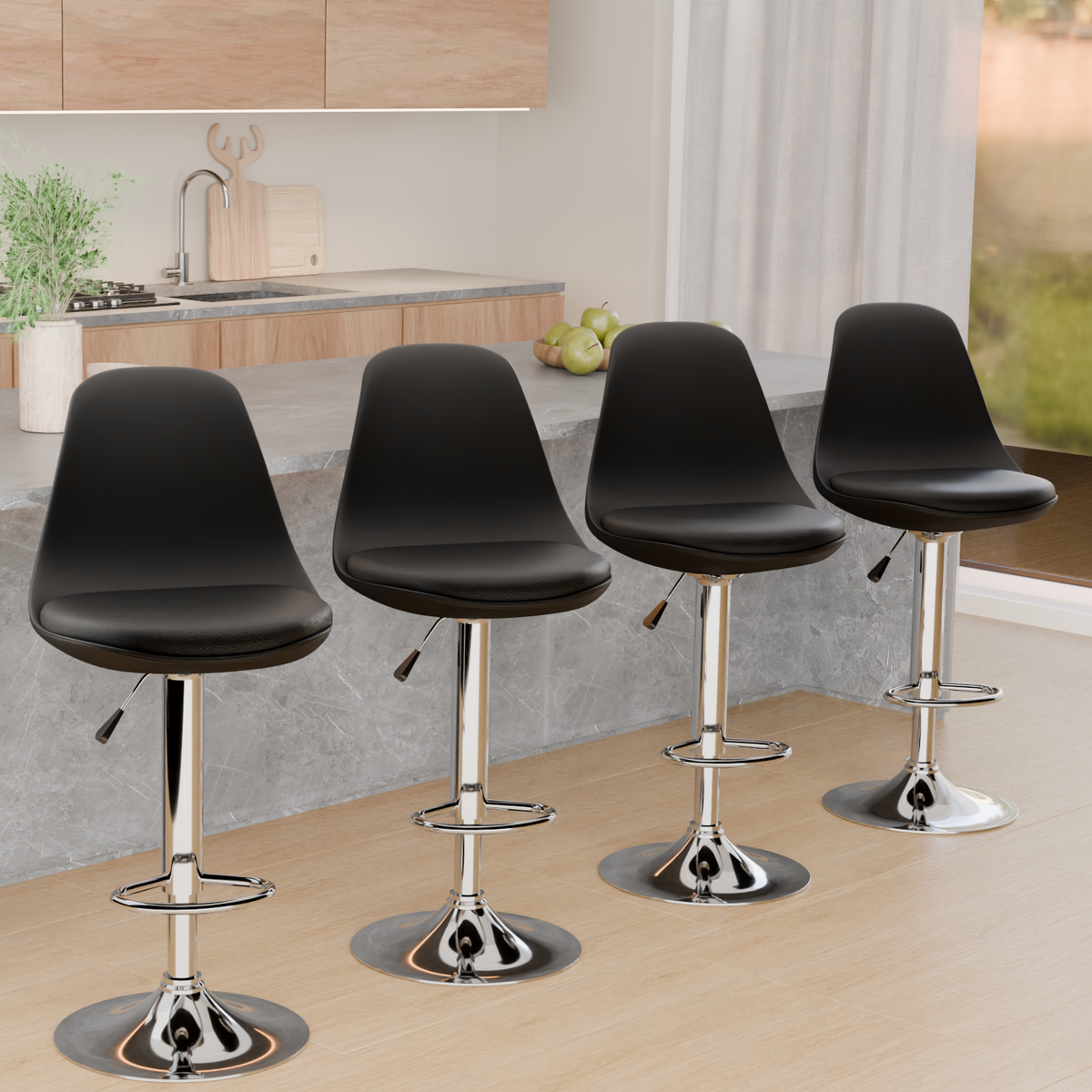 beAAtho Orbit Height Adjustable Bar Stool Chair | 360° Revolving Swivel Bar Chair with Footrest | Modern Kitchen Counter Stool for Home, Cafe & Office