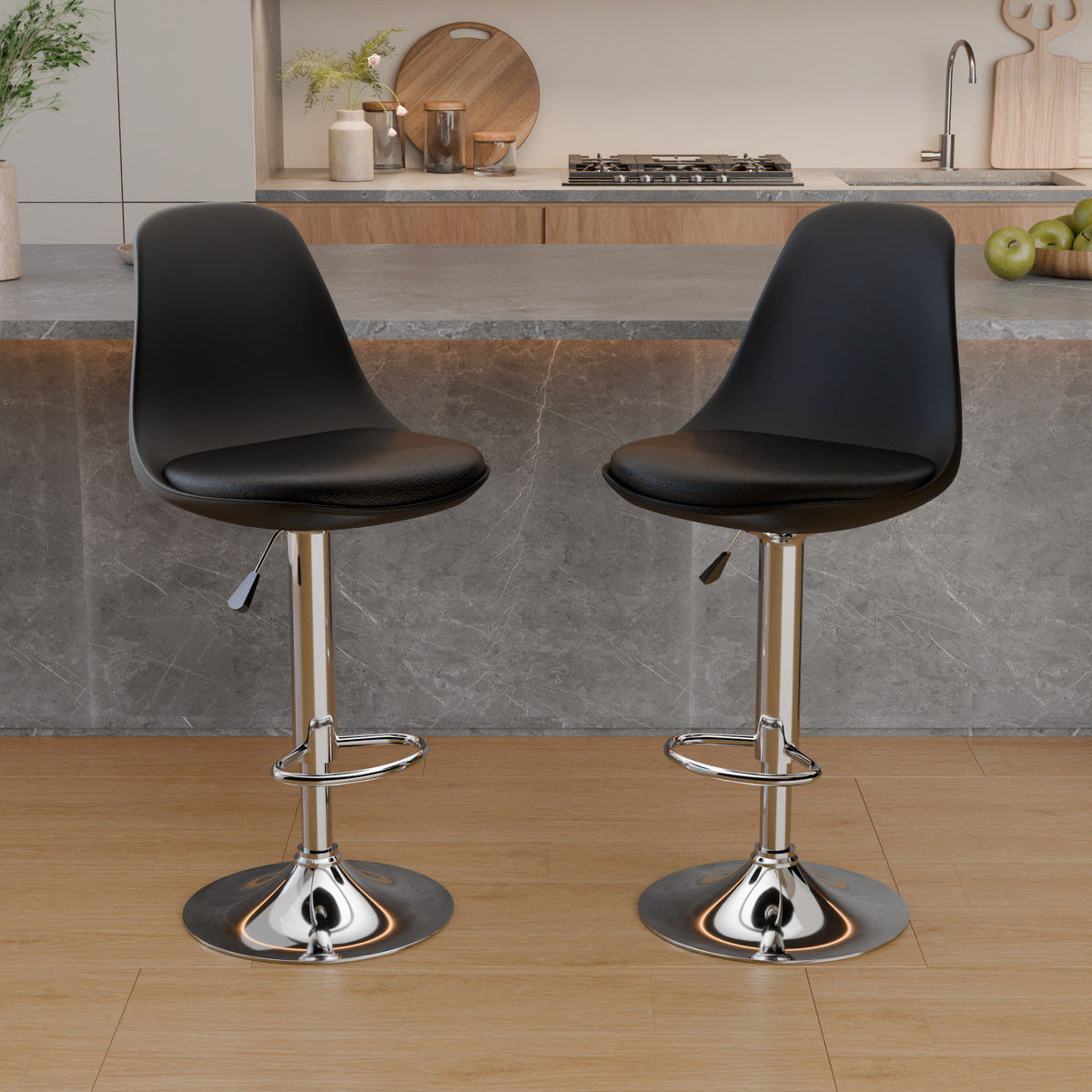 beAAtho Orbit Height Adjustable Bar Stool Chair | 360° Revolving Swivel Bar Chair with Footrest | Modern Kitchen Counter Stool for Home, Cafe & Office