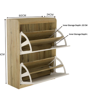 beAAtho® Zento Shoe Cabinet with Tilt-Out Drawers | 2 DOOR | Modern Wooden Shoe Organizer for Home & Office | Durable & Elegant | DIY |
