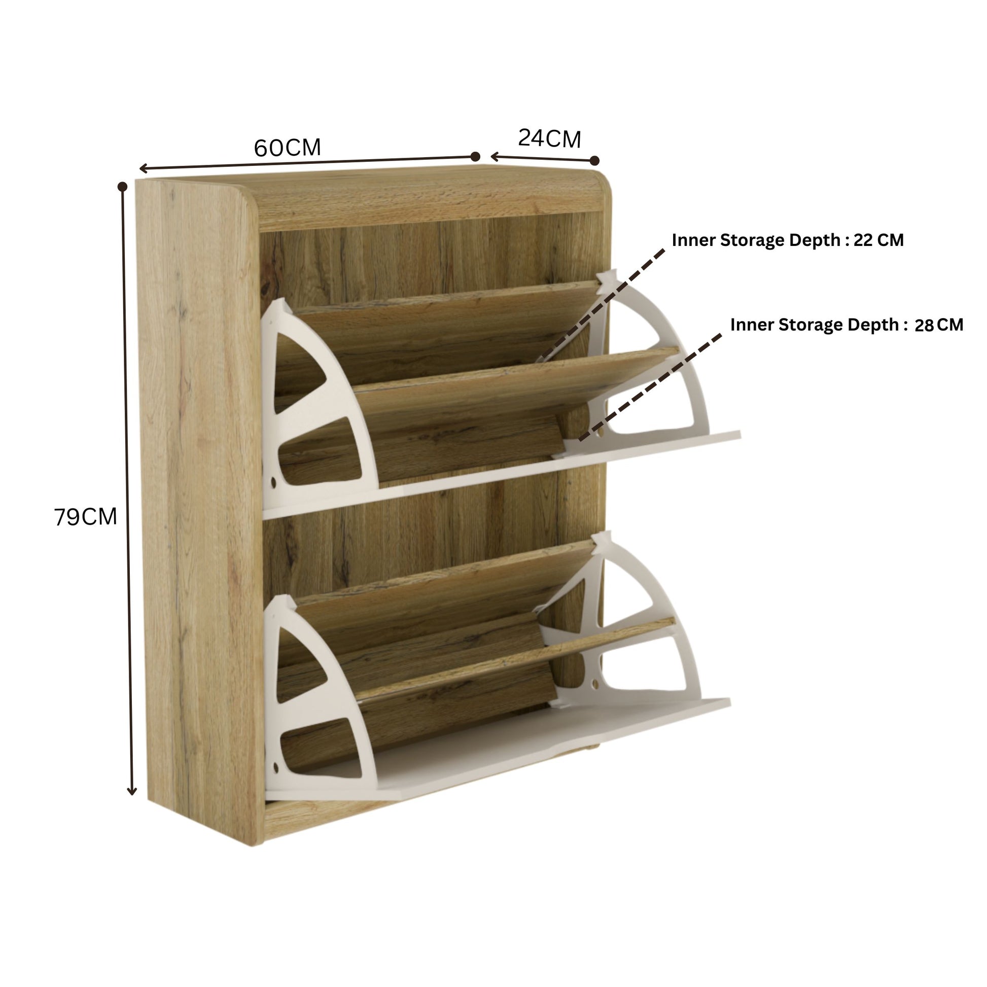 beAAtho® Zento Shoe Cabinet with Tilt-Out Drawers | 2 DOOR | Modern Wooden Shoe Organizer for Home & Office | Durable & Elegant | DIY |
