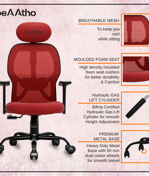 Leo Ergonomically Adjustable Executive High Back Mesh Home & Office Revolving Chair with 3 Years Warranty