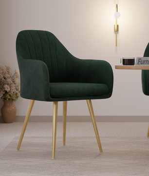 FurniVo Milano Velvet Comfort Dining Chair with Deep Cushion Seating, Strong Wooden Frame & Metal Support Legs for Dining, Living Room, Bedroom, Balcony & Office |