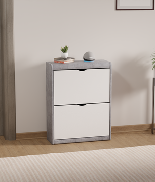 beAAtho® Zento Shoe Cabinet with Tilt-Out Drawers | 2 DOOR | Modern Wooden Shoe Organizer for Home & Office | Durable & Elegant | DIY |