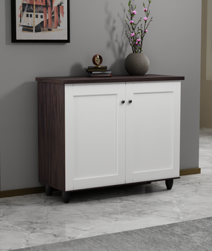 beAAtho Luno | Multipurpose Storage Rack – Plain Moulded Doors | Anti-Termite Engineered Wood | DIY Assembly | Walnut White