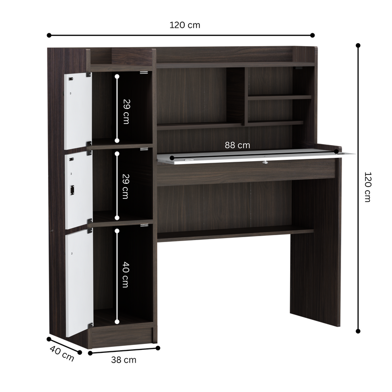 beAAtho Altex Multi-Storage Study & Work Desk | Walnut White