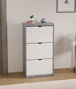 beAAtho® Zento Shoe Cabinet with Tilt-Out Drawers | 3 DOOR | Modern Wooden Shoe Organizer for Home & Office | Durable & Elegant | DIY |