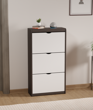 beAAtho® Zento Shoe Cabinet with Tilt-Out Drawers | 3 DOOR | Modern Wooden Shoe Organizer for Home & Office | Durable & Elegant | DIY |